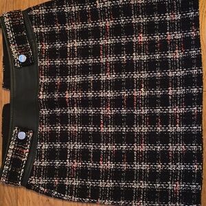 Maje Black and White Tweed Mini Skirt